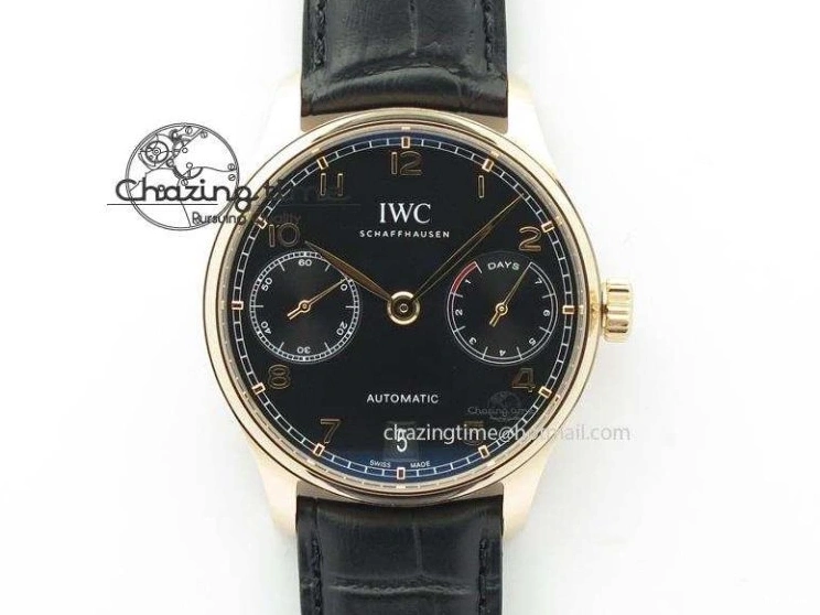 MIROTIME 0517 Reliable Portuguese IW371447 ZF 1:1 Best Edition SS Black Dial On Black Leather Strap A79350 V 7274